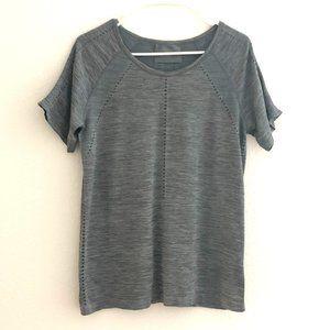 Athleta Top Womens Large Gray Space Dyed Athletic Workout Breathable Perforated